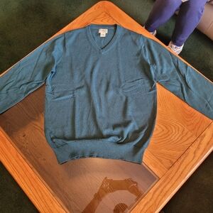 Men's LL Bean cotton cashmere sweater v neck med